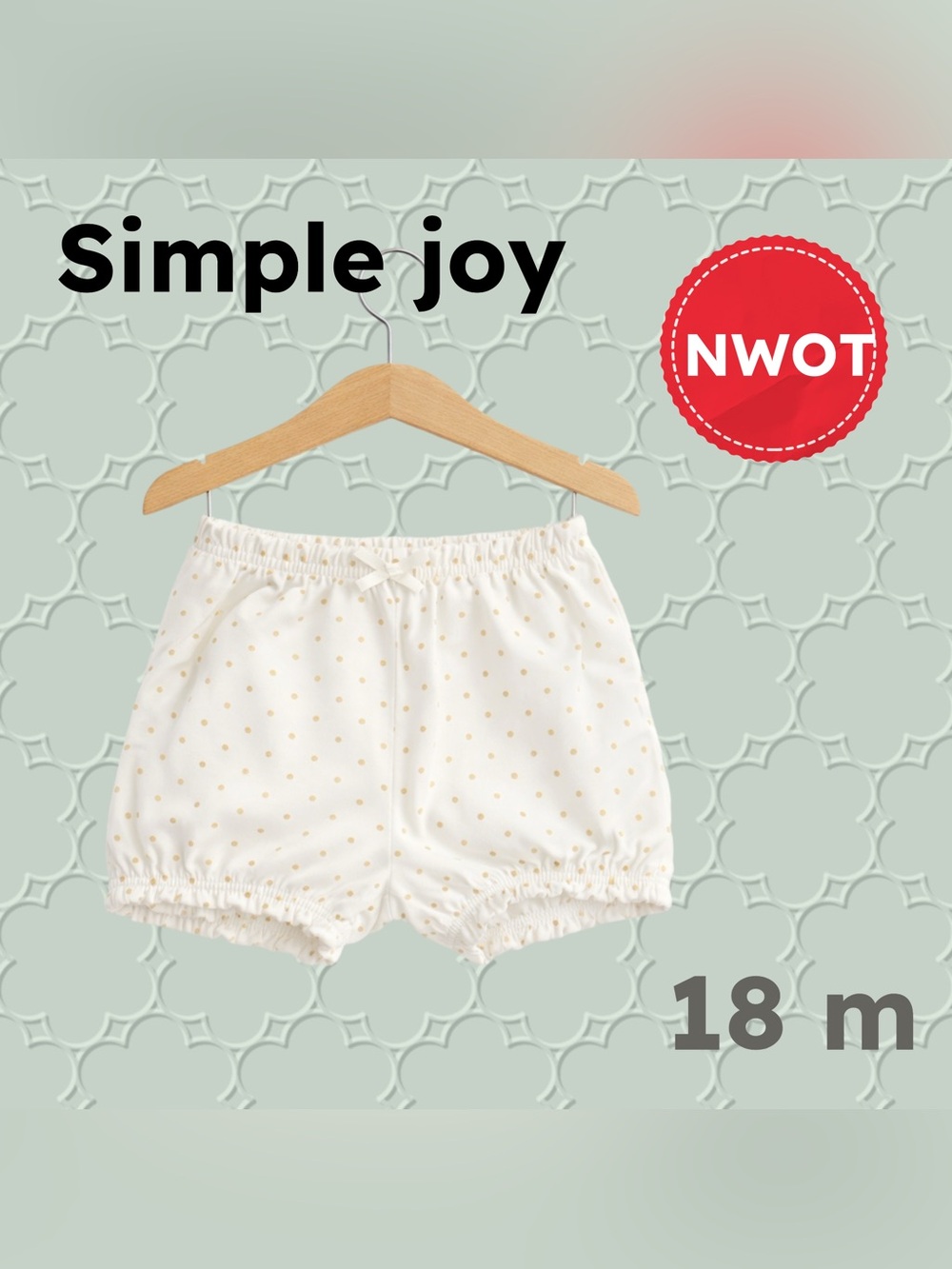 🇺🇸🆕NWOT SIMPLE JOYS | 18 m | Gold Polka Dots Puffy Toddler Shorts
